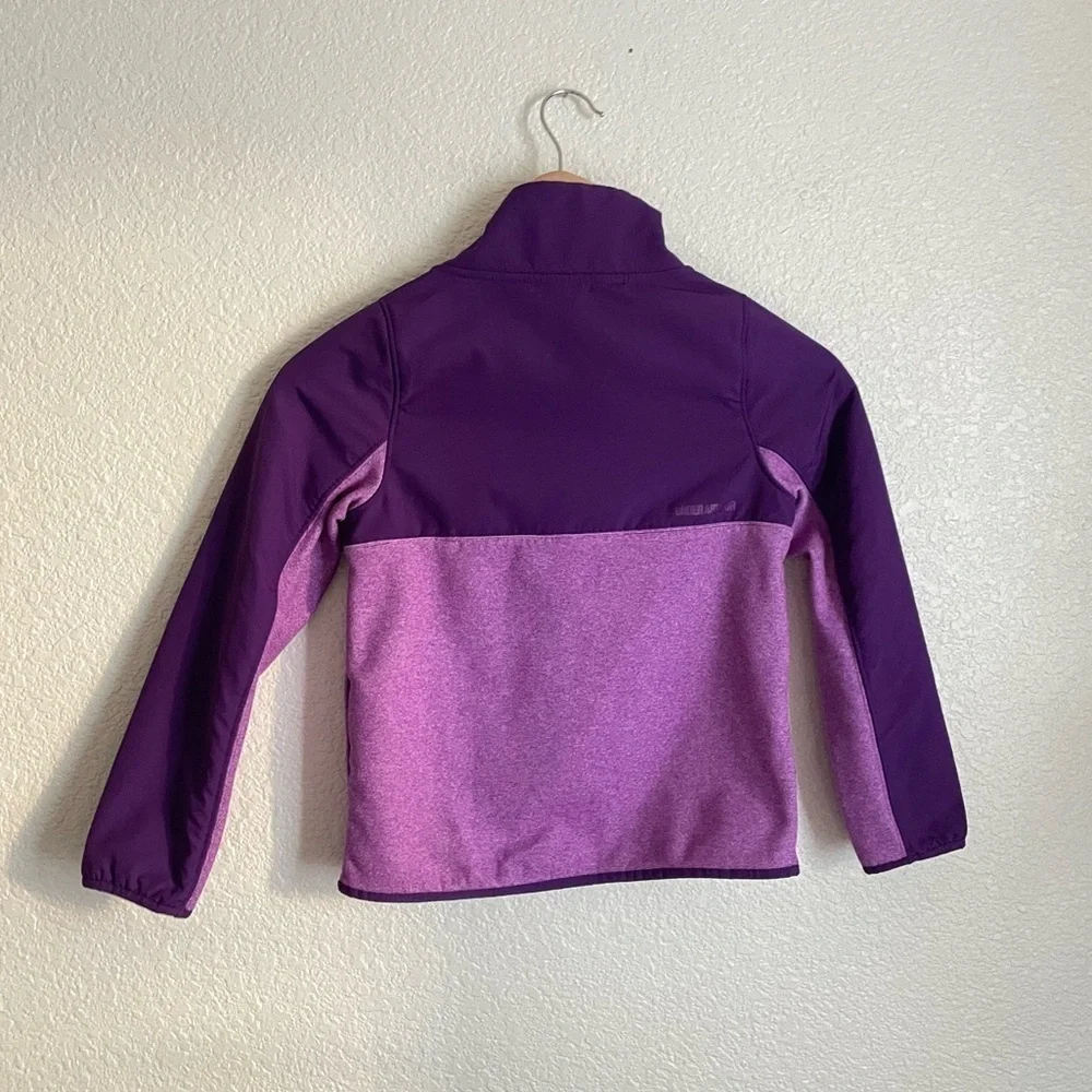 Under Armour UA Girls Cold Gear Phenom Fleece 1/2 Snap Pullover S Purple Rave